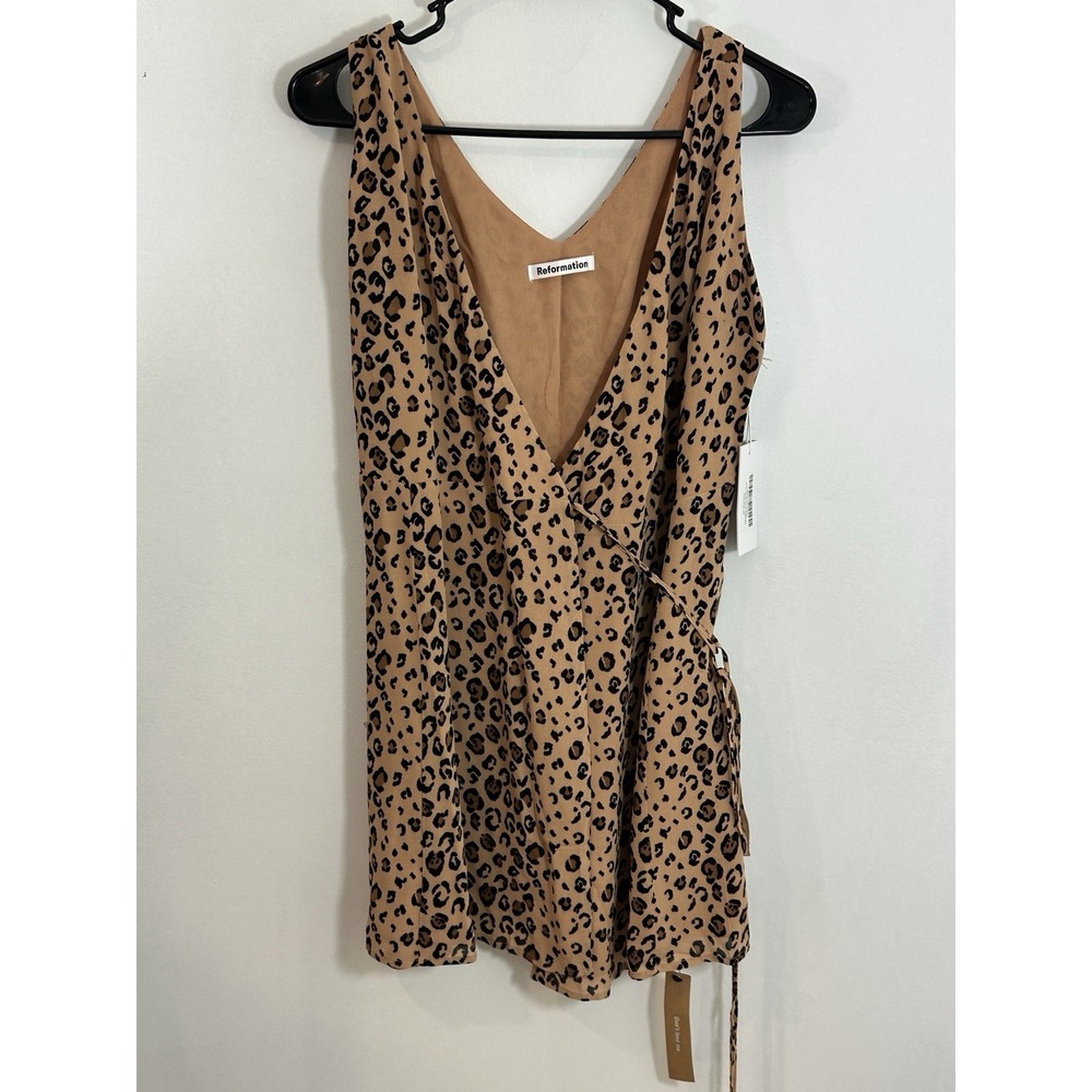REFORMATION Anchorage Wrap Dress Leopard Size S NWT